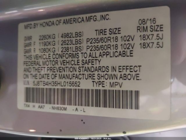 2017 ACURA RDX 5J8TB4H35HL015652 Photo 8