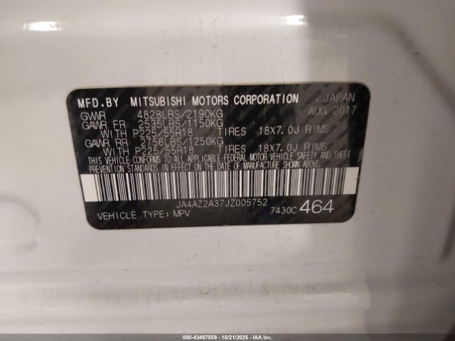 2018 MITSUBISHI OUTLANDER JA4AZ2A37JZ005752 Photo 8