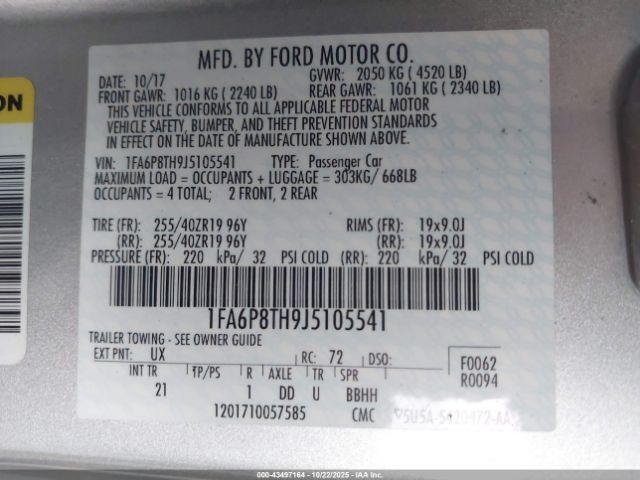 2018 FORD MUSTANG 1FA6P8TH9J5105541 Photo 8