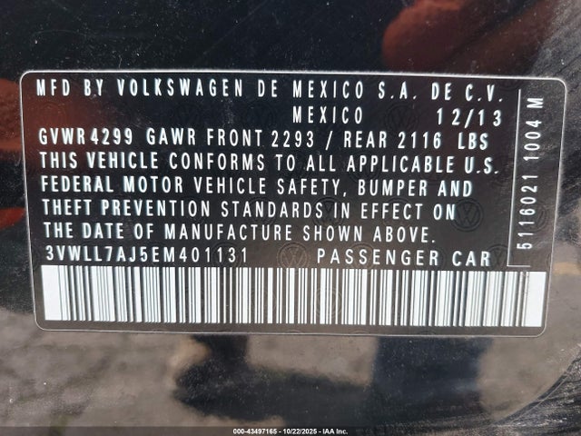 3VWLL7AJ5EM401131 Volkswagen Jetta 2.0l Tdi