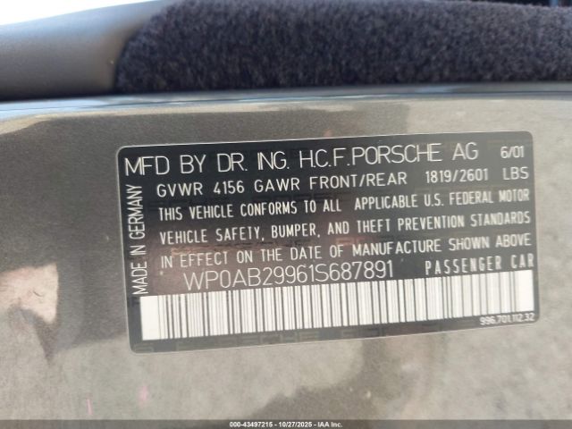 2001 PORSCHE 911 WP0AB29961S687891 Photo 8
