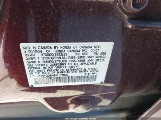 2007 ACURA MDX 2HNYD28497H521132 Photo 8