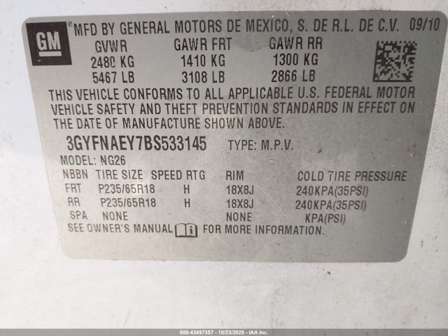 2011 CADILLAC SRX 3GYFNAEY7BS533145 Photo 8