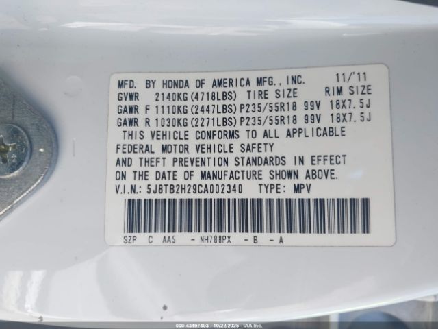 2012 ACURA RDX 5J8TB2H29CA002340 Photo 8