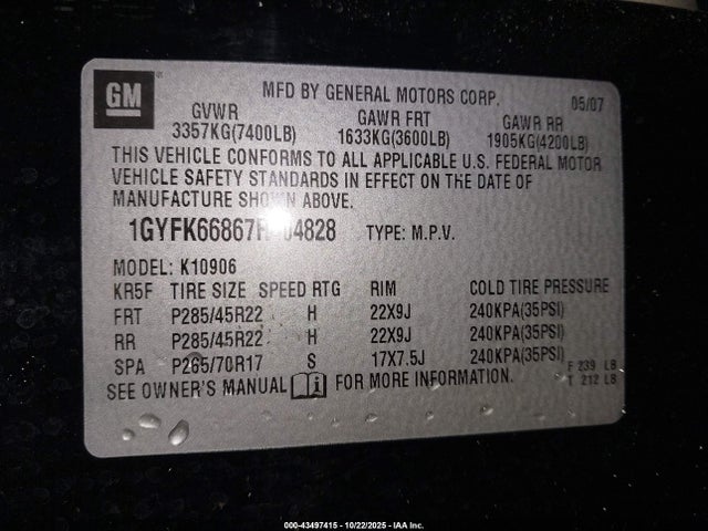 2007 CADILLAC ESCALADE ESV 1GYFK66867R404828 Photo 8