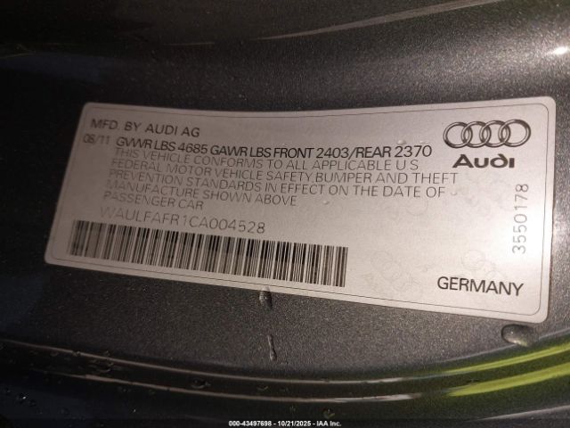 2012 AUDI A5 WAULFAFR1CA004528 Photo 8