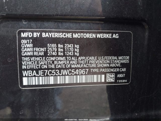 2018 BMW 540I WBAJE7C53JWC54967 Photo 8