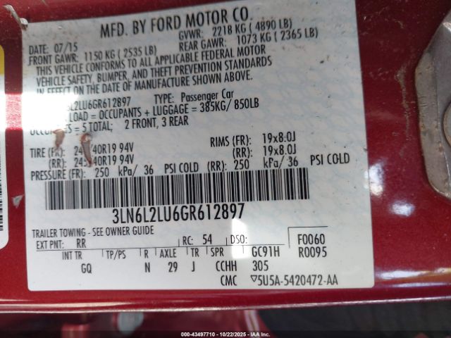 2016 LINCOLN MKZ HYBRID 3LN6L2LU6GR612897 Photo 8