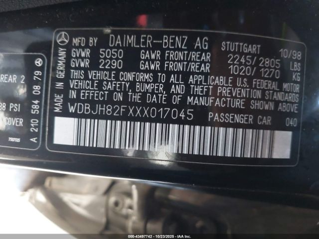 1999 MERCEDES-BENZ E 320 WDBJH82FXXX017045 Photo 8