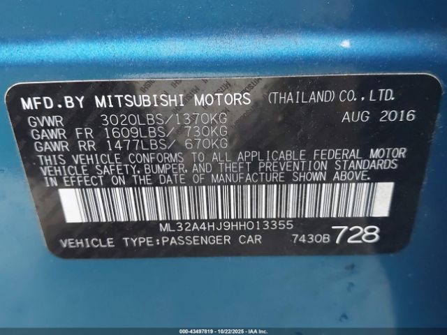 2017 MITSUBISHI MIRAGE ML32A4HJ9HH013355 Photo 8