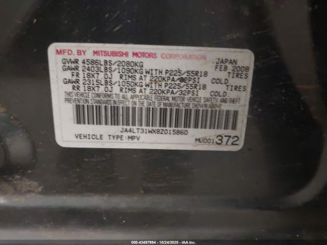 2008 MITSUBISHI OUTLANDER JA4LT31WX8Z015860 Photo 8