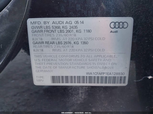 2014 AUDI Q5 WA1CFAFP1EA128930 Photo 8