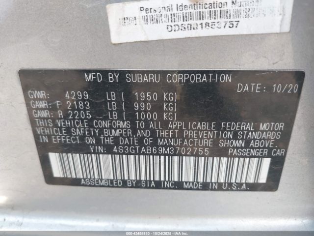 2021 SUBARU IMPREZA 4S3GTAB69M3702755 Photo 8