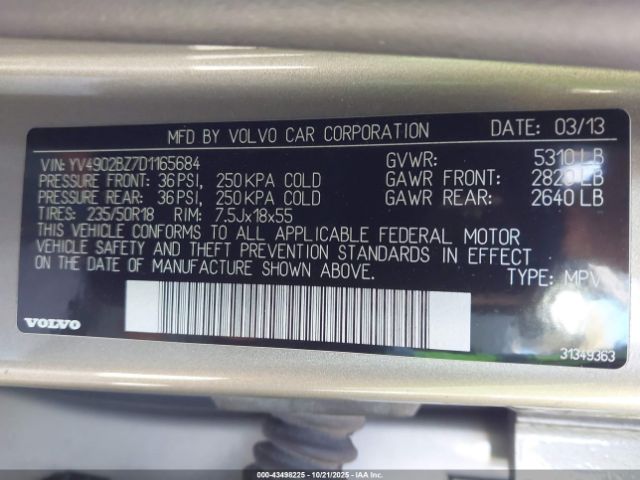 2013 VOLVO XC70 YV4902BZ7D1165684 Photo 8