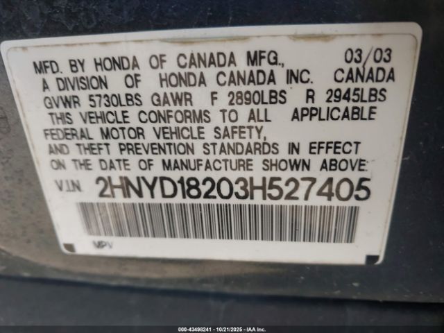 2003 ACURA MDX 2HNYD18203H527405 Photo 8