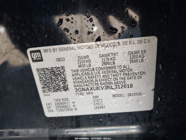 2022 CHEVROLET EQUINOX 3GNAXUEV3NL312018 Photo 8