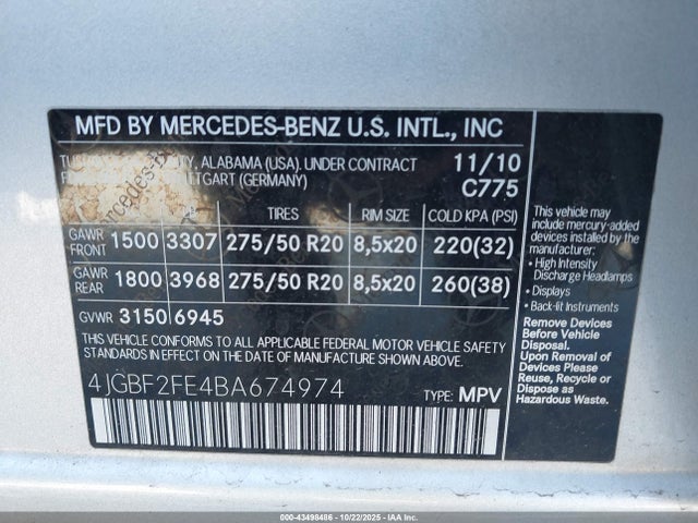 2011 MERCEDES-BENZ GL 350 BLUETEC 4JGBF2FE4BA674974 Photo 8