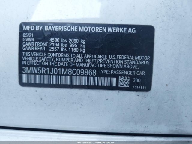 2021 BMW 330I 3MW5R1J01M8C09868 Photo 8