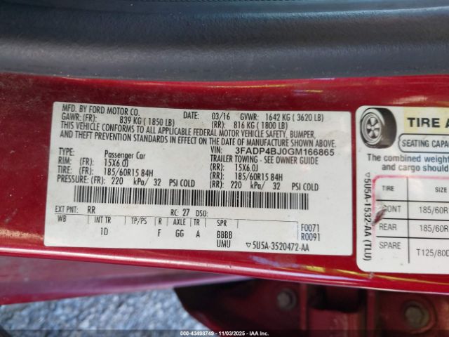 2016 FORD FIESTA 3FADP4BJ0GM166865 Photo 8