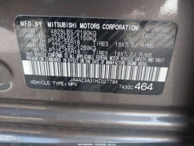 2017 MITSUBISHI OUTLANDER JA4AZ3A31HZ027794 Photo 8