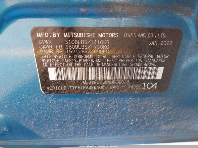 2022 MITSUBISHI MIRAGE G4 ML32FUFJ8NHF06818 Photo 8