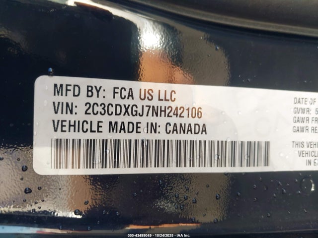 2C3CDXGJ7NH242106 Dodge Charger Scat Pack Widebody