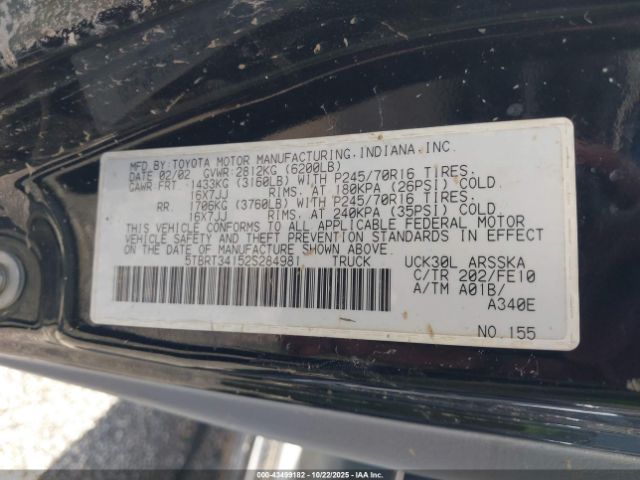 2002 TOYOTA TUNDRA 5TBRT34152S284981 Photo 8