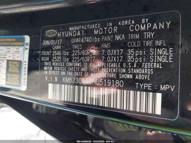2017 HYUNDAI TUCSON KM8J3CA44HU519180 Photo 8