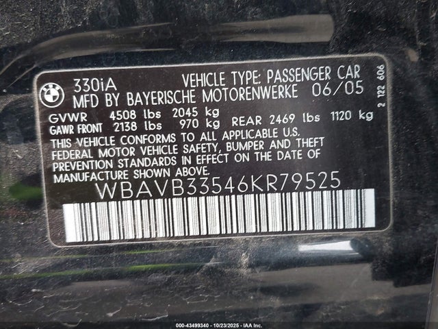 2006 BMW 330I WBAVB33546KR79525 Photo 8