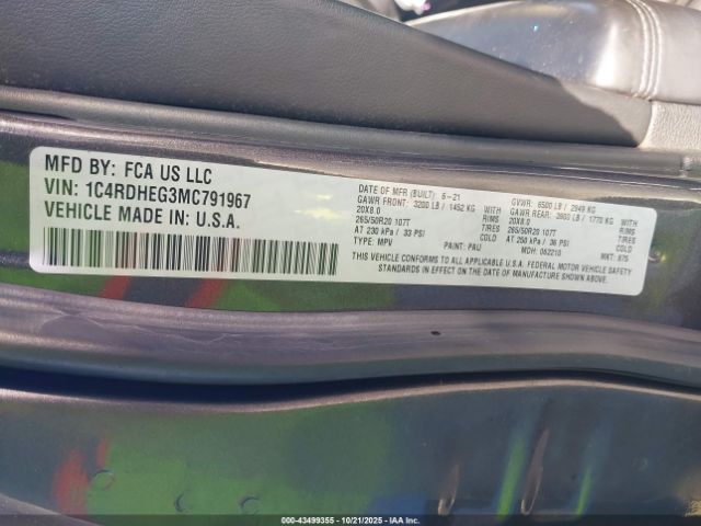 2021 DODGE DURANGO 1C4RDHEG3MC791967 Photo 8