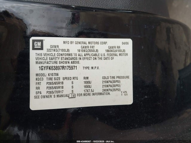 2007 CADILLAC ESCALADE 1GYFK63897R175971 Photo 8