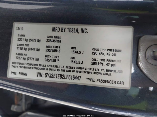 2020 TESLA MODEL 3 5YJ3E1EB2LF616447 Photo 8