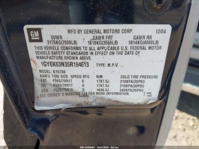 2005 CADILLAC ESCALADE 1GYEK63N35R194613 Photo 8