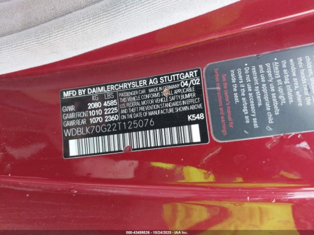 2002 MERCEDES-BENZ CLK 430 WDBLK70G22T125076 Photo 8