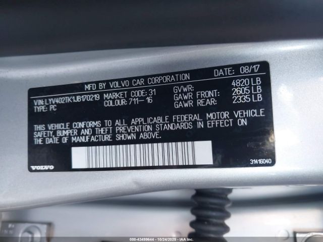 2018 VOLVO S60 INSCRIPTION LYV402TK1JB170219 Photo 8