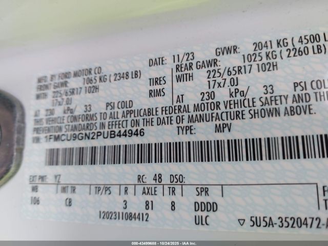 2023 FORD ESCAPE 1FMCU9GN2PUB44946 Photo 8