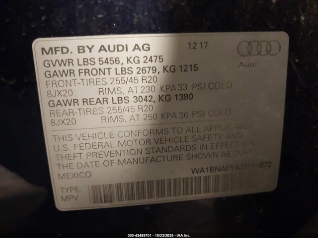 2018 AUDI Q5 WA1BNAFY4J2116072 Photo 8