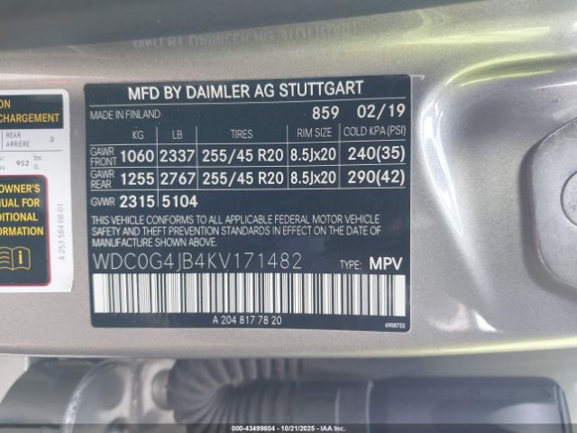 2019 MERCEDES-BENZ GLC 300 WDC0G4JB4KV171482 Photo 8