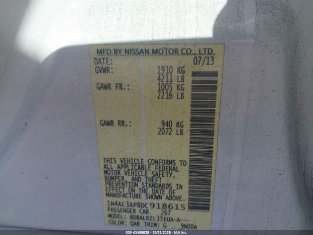 2013 NISSAN ALTIMA 1N4AL3AP8DC918615 Photo 8