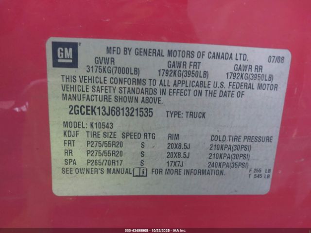 2008 CHEVROLET SILVERADO 1500 2GCEK13J681321535 Photo 8