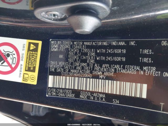 2017 TOYOTA HIGHLANDER 5TDZZRFH6HS220640 Photo 8