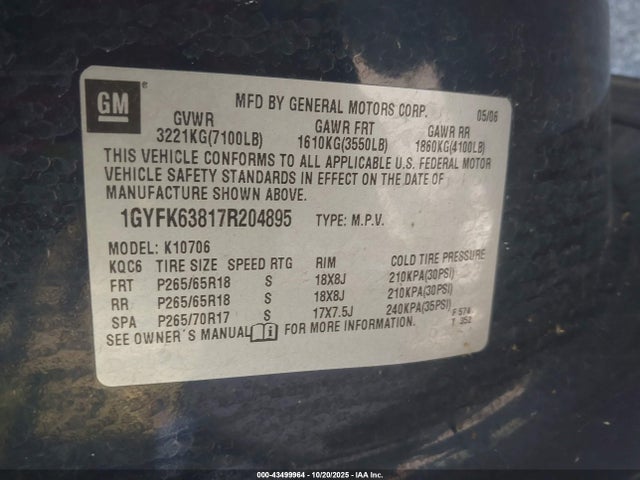 2007 CADILLAC ESCALADE 1GYFK63817R204895 Photo 8