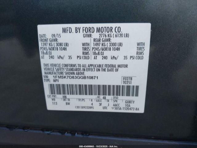2016 FORD EXPLORER 1FM5K7D83GGB10871 Photo 8