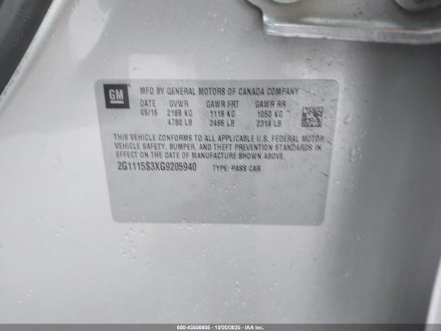 2G1115S3XG9205940 Chevrolet Impala 2lt