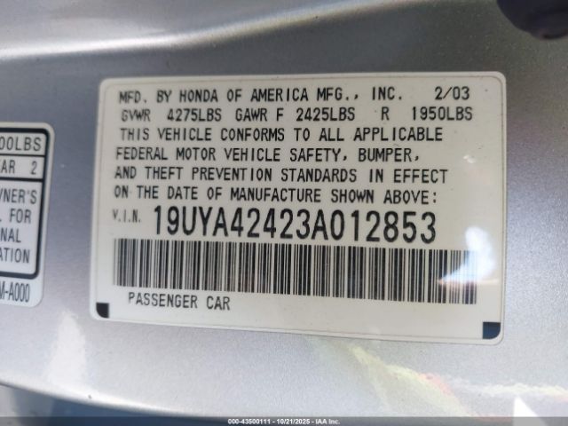 2003 ACURA CL 19UYA42423A012853 Photo 8