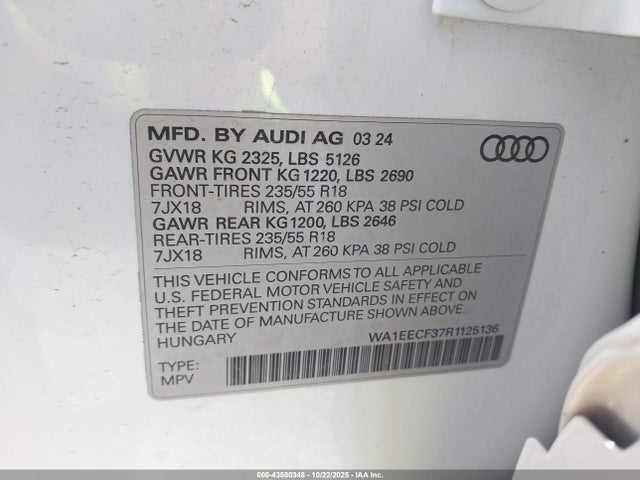 2024 AUDI Q3 WA1EECF37R1125136 Photo 8