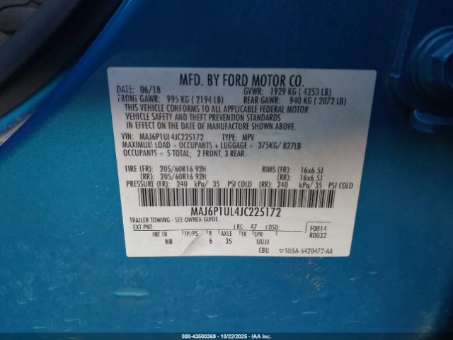 2018 FORD ECOSPORT MAJ6P1UL4JC225172 Photo 8