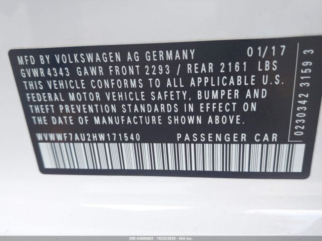 2017 VOLKSWAGEN GOLF R WVWWF7AU2HW171540 Photo 8