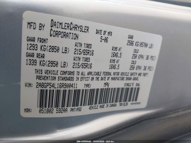 2006 CHRYSLER TOWN & COUNTRY 2A8GP54L16R900411 Photo 8