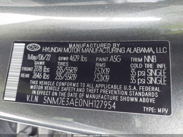 2022 HYUNDAI TUCSON 5NMJE3AE0NH127954 Photo 8